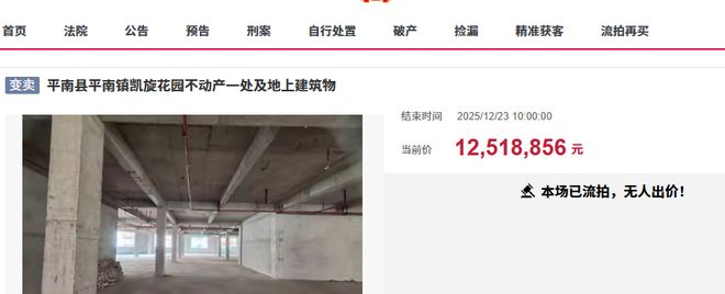 可惜！贵港平南县这个大型市场第三次拍卖才1251万起还是流拍